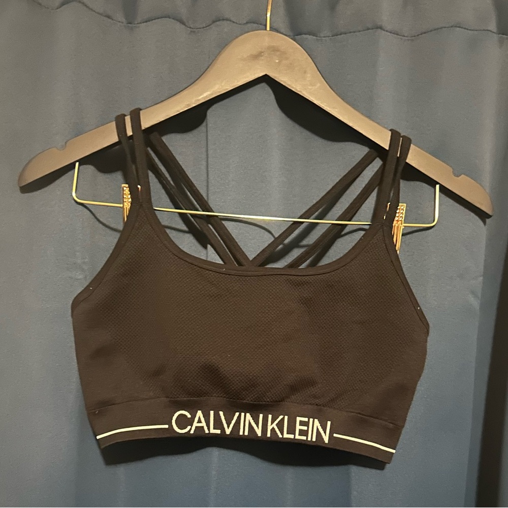 Calvin Klein Black Sports Bra with Strappy Cross-Back